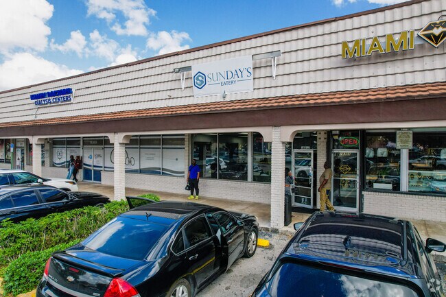 Exterior of Sunday’s Eatery, a well-known soul food spot in Miami Gardens, Florida.