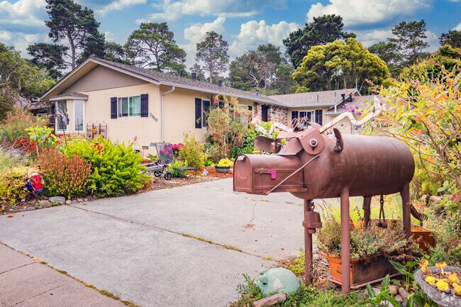 Unique lawn adornments in Fisherman's Flats/Josselyn Canyon, Monterey, CA.