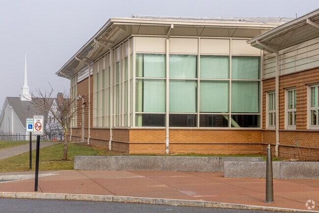 A side view of the John Parker Elementary School in Billerica, MA.