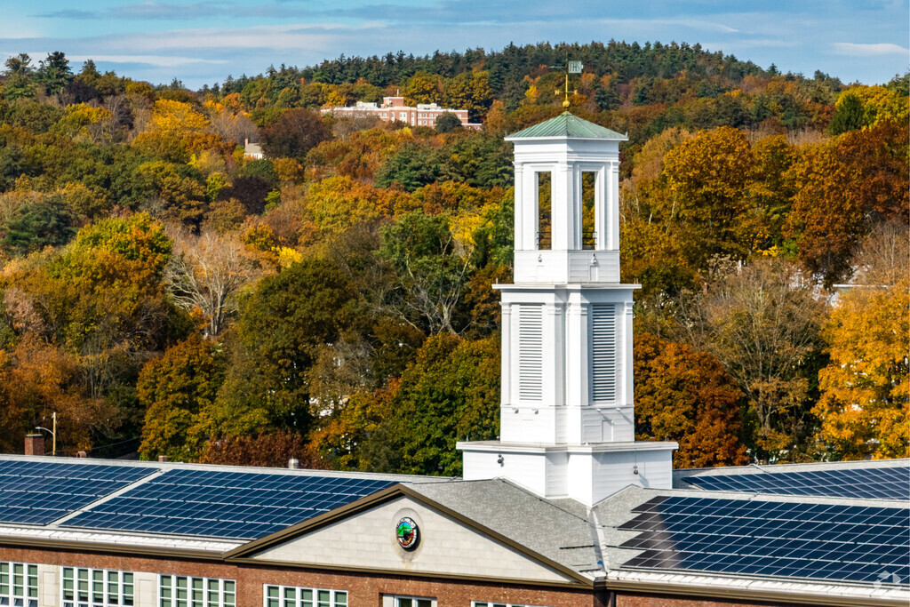 Longsjo Jr. Middle School sits against the backdrop of rolling hills in northern Fitchburg.