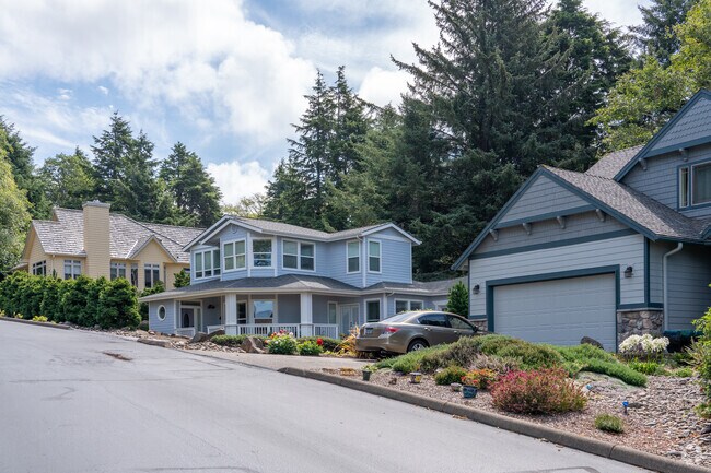 The Otter Rock neighborhood has beautifully landscaped homes.