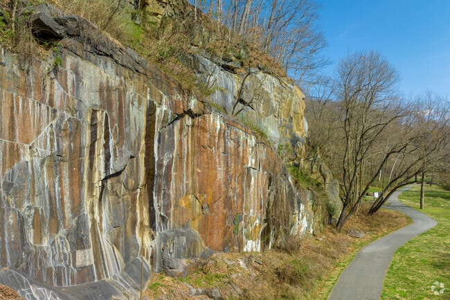 The rock wall in Alapocas Run State Park is located in the Fairfax neighborhood.