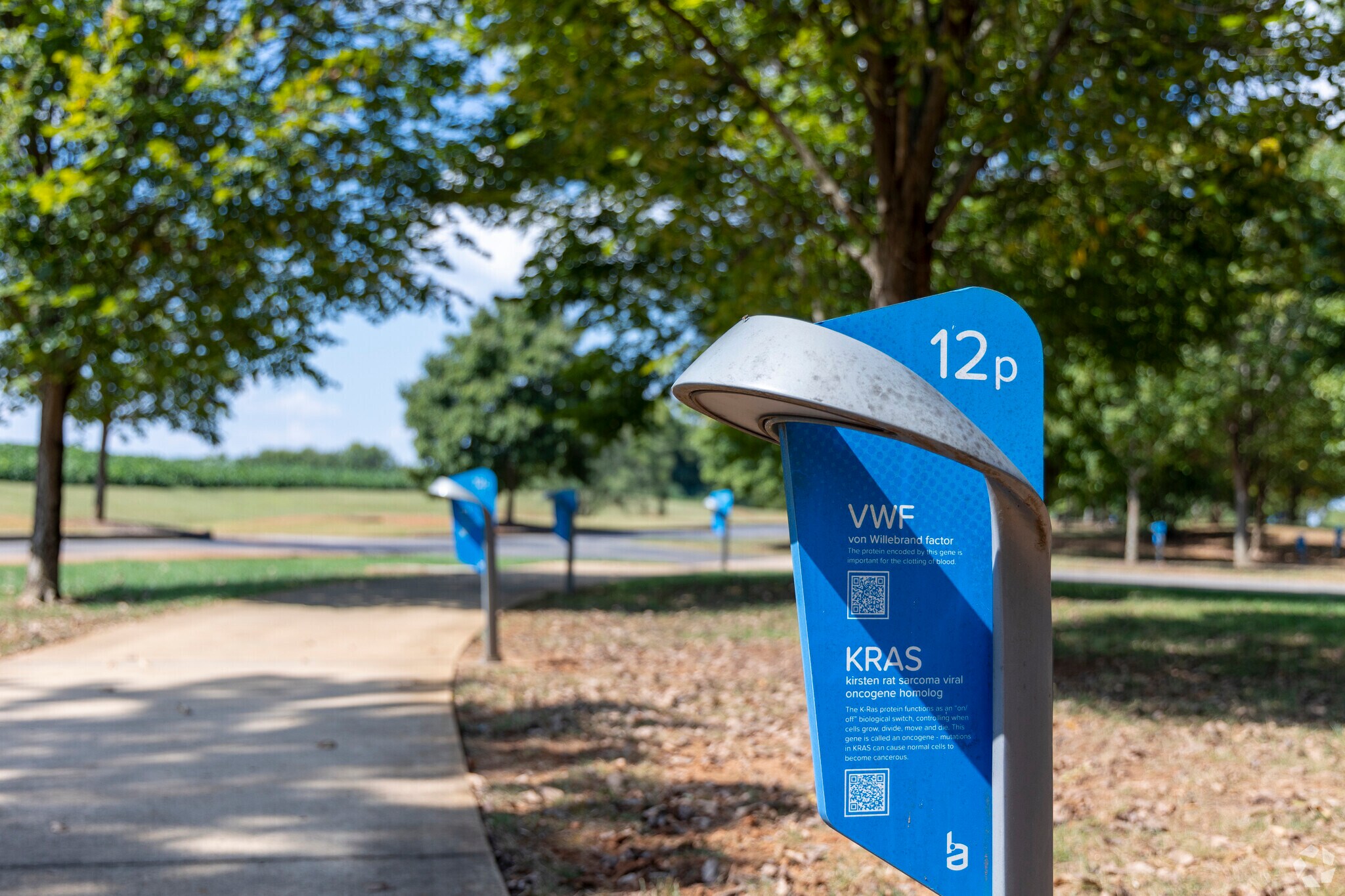 Markers along the Research Park trail document the advancements in biomedical research found.