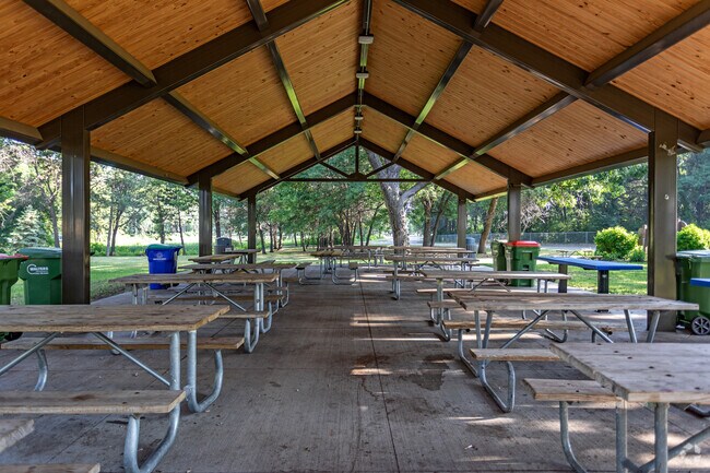 The picnic shelter is a perfect place for lunch at Aquatore Park in Blaine.