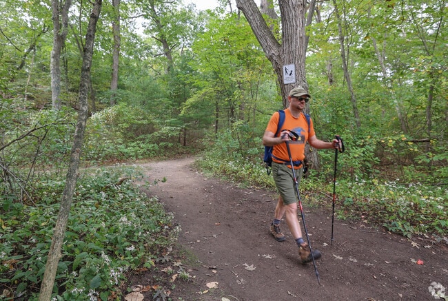 Hikers enjoy the different trails within the Middlesex Fells Reservation near the Wyoming neighborhood.