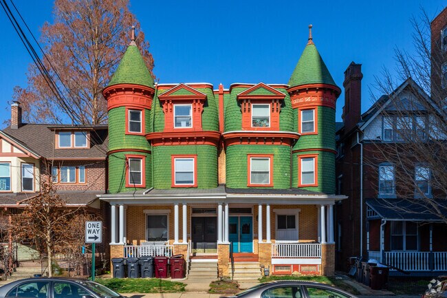 Colorful Victorian duplex homes come with up to three floors of living space in Delaware Avenue.