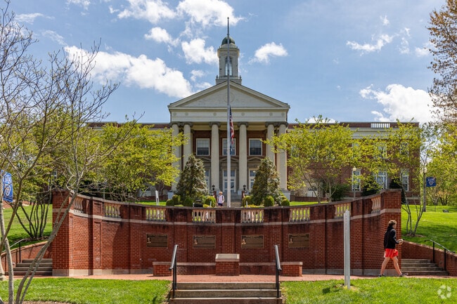 Students walk to class through the beautiful campus of Emory & Henry College.