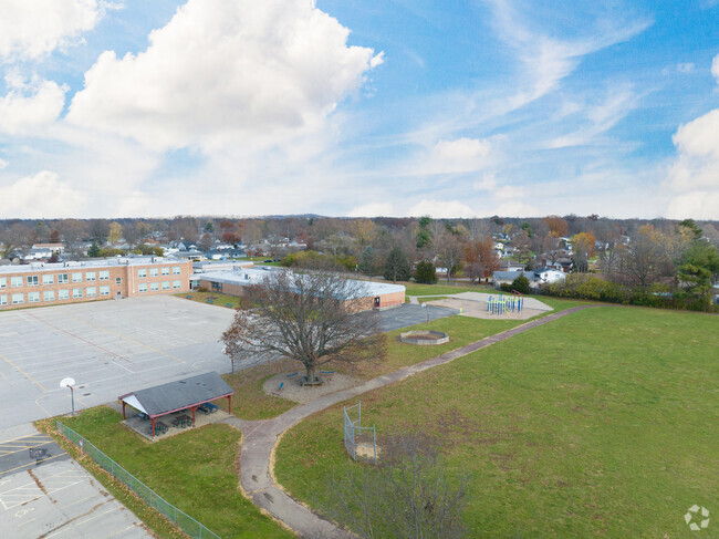 Fairfield West aerial of the back of the building.