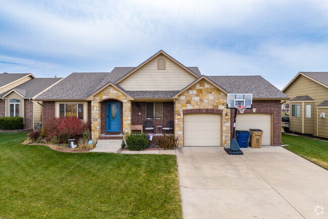 This Southeast Wichita home has stone columns at the entryway.