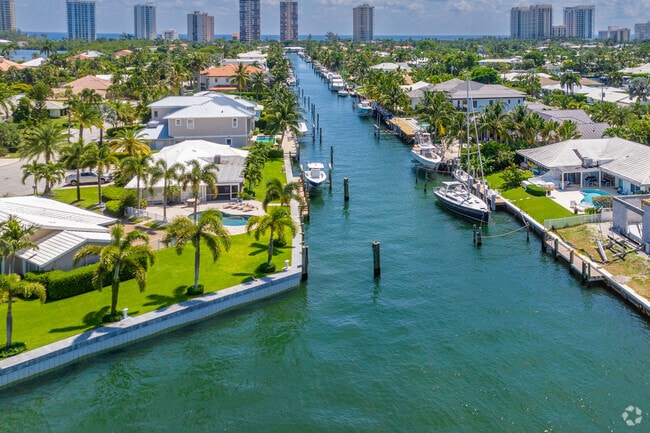 Park your boat right outside your backyard in Palm Beach Shores in West Palm Beach, Florida.