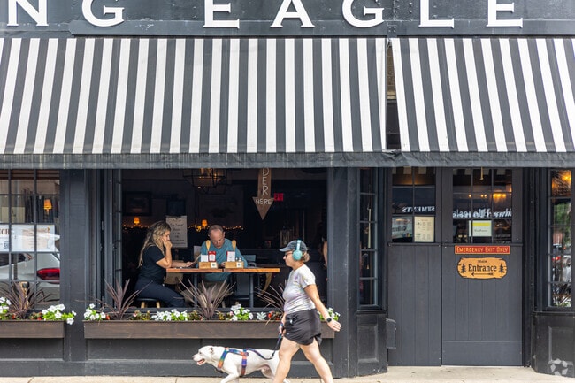 Enjoy lunch at Rising Eagle near Mount Hood with views of Melrose Downtown.