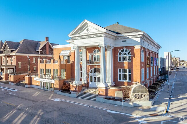 The Thelma Sadoff Center For the Arts graces the downtown with its decoration.