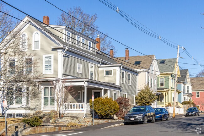 A row of various styles of New Englander homes East Gloucester, MA.