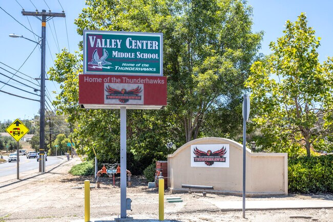 The sign of the Valley Center Middle School in Valley Center.