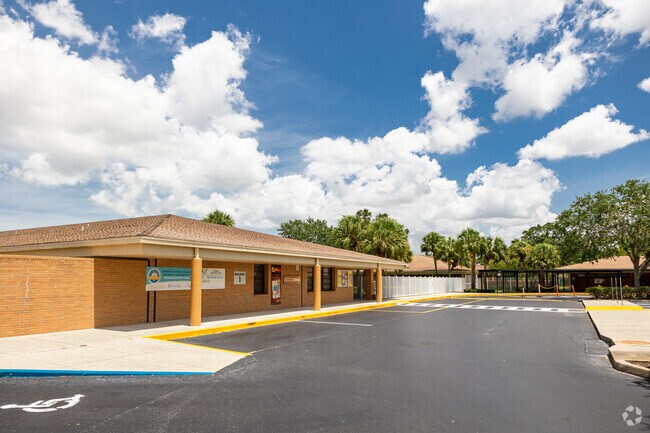 Vineyards Elementary School in Naples has covered walkways leading to the entrance.
