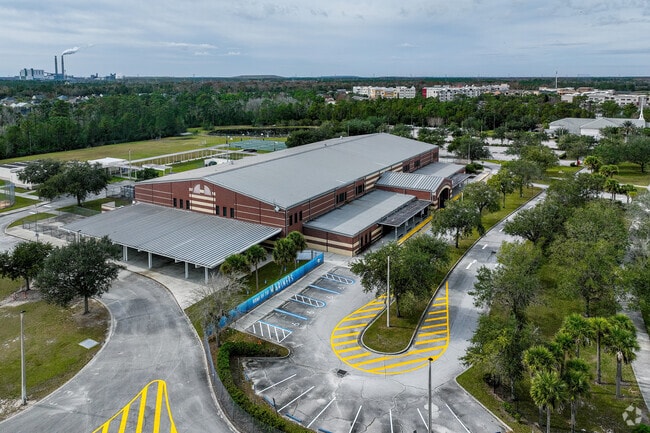 Avalon Elementary School ensures student protection with a large awning for inclement weather.