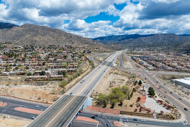 I-40 heading into the Sandia Mountains from Four Hills Village.