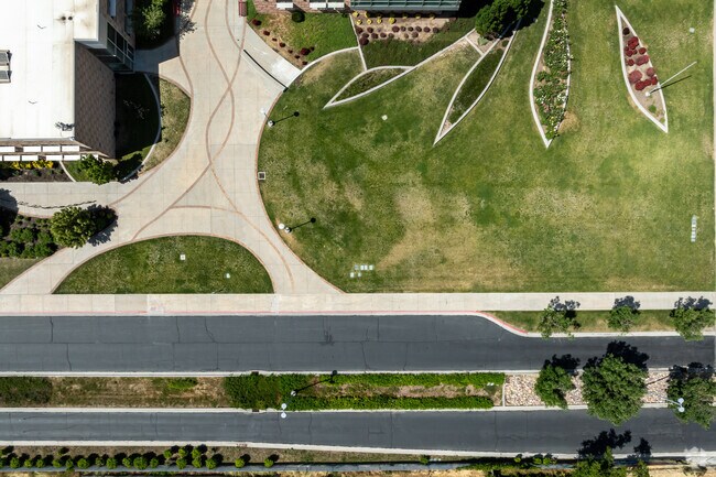 Wavy lines and abstract shapes create interesting landscapes at Glendale Middle School.
