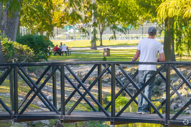 Timrod Park near Glendale Acres offers scenic views of its 18 acres from one of its 2 bridges.