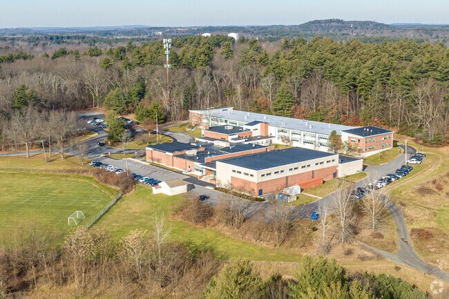An elevated view of the John W. Wynn Middle School in Tewksbury, MA.