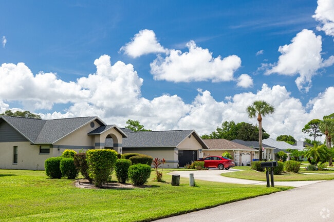 Neatly laid out homes on quiet residential streets are common in Sun N Lake.