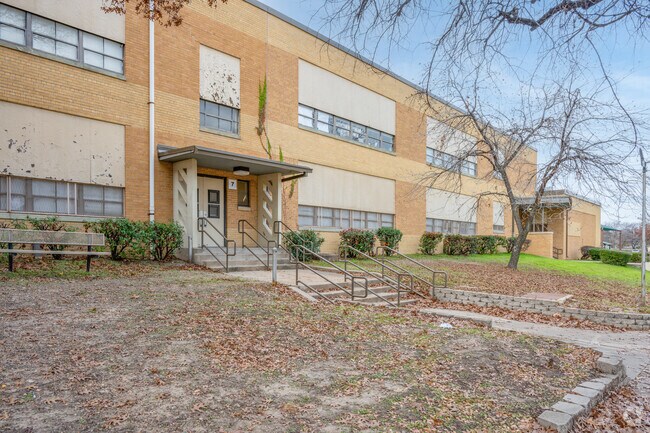 The front steps of W J Turner Elementary, where Northside's children step into their future.