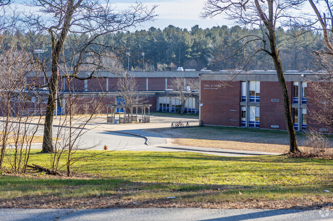 An overview of the arrival area at the Locke Middle School in Billerica, MA.