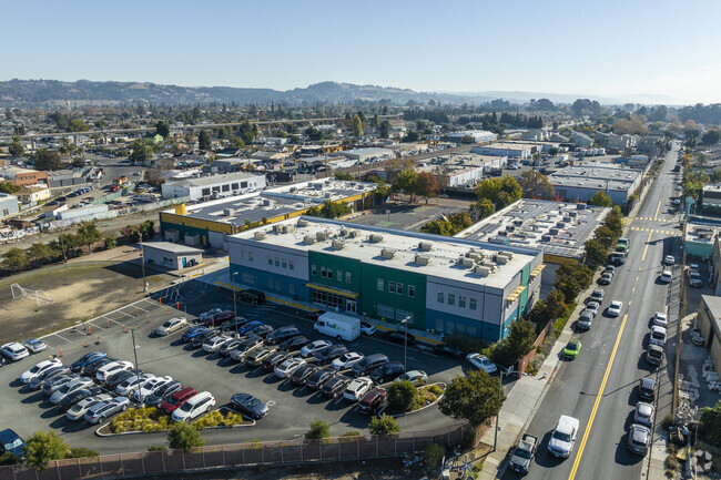 Lodestar is nestled against the convergence of two train tracks.
