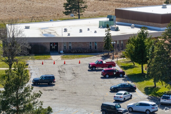 An entrance in the lot makes pickups and drop-offs at Sts. Peter & Paul Catholic School easy.