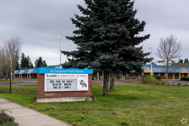 Informative signage welcomes you at the entrance of Illahee Elementary School.