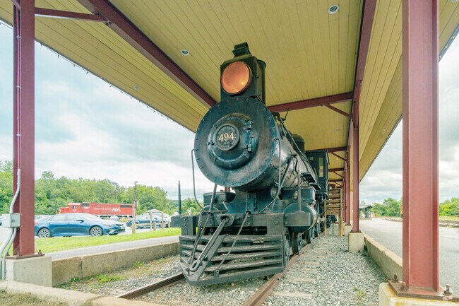 A historic train is stationed at White River Junction for locals to visit.