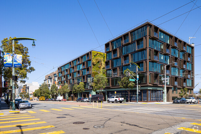 Large new-build condos line 3rd Street in Dogpatch.