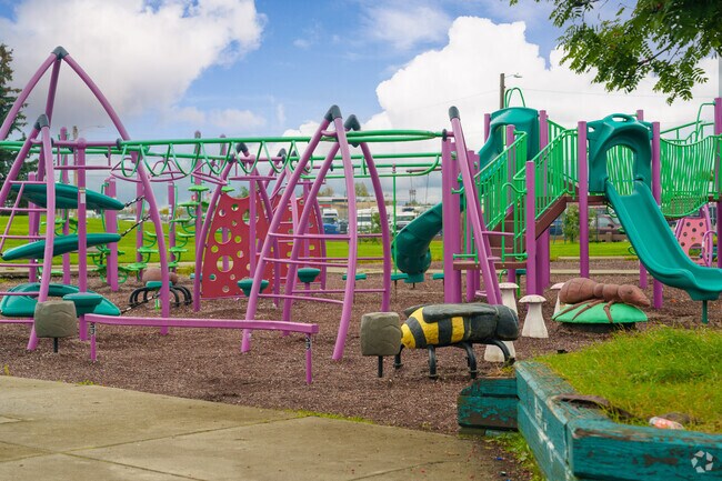 Fairview Lion’s Park features a playground for children.
