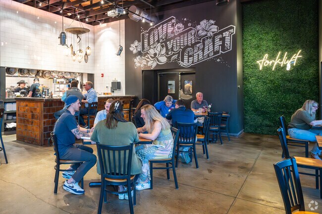 Forklift Restaurant provides Gravlee residents a dining experience featuring elevated American cuisine with a Southern twist.