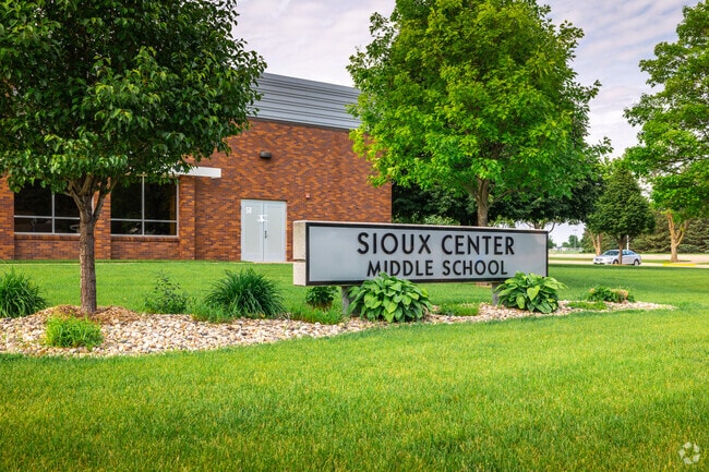 A welcoming entrance is seen at Sioux Center Middle School in Sioux Center.