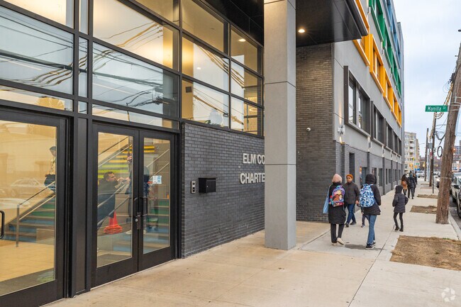 Elm Community Charter School in Queens enjoys easy access from the street.
