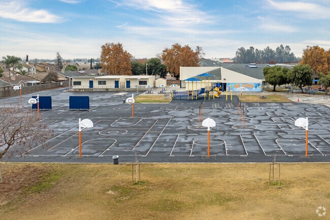 The basketball courts at Edith B. Storey Elementary School in Fresno.