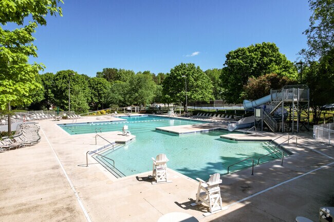 The pool at Davis Lake has an enclosed slide, a great addition for kids.