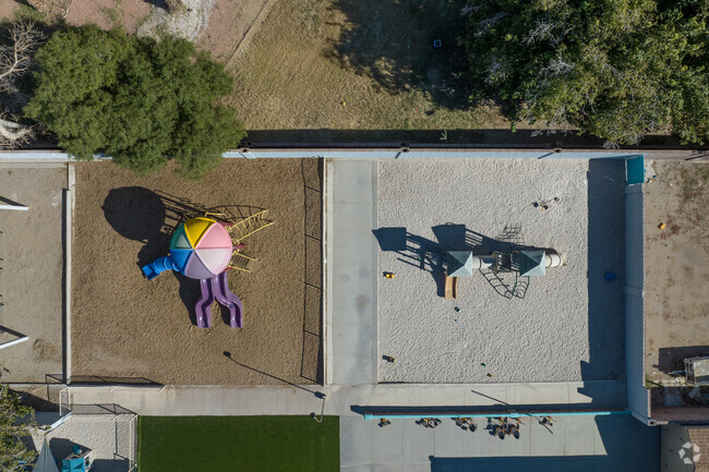 Grateful Hearts Preschool has a play area in the back.