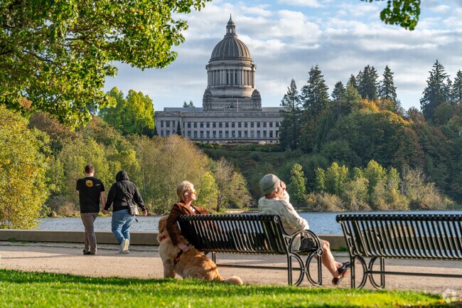South Capitol locals love to relax, and people watch by Capitol Lake in the evenings.