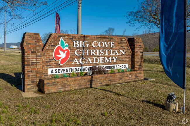 Sign for Big Cove Christian Academy in Owens Cross Roads Alabama.