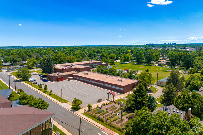 Ellis Elementary School has many parking spots.