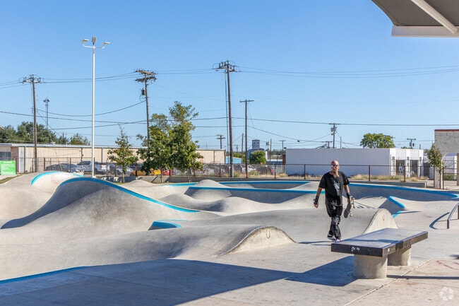 Heritage Square Skate Park in the heart of downtown Taylor, features a thrilling pump track.