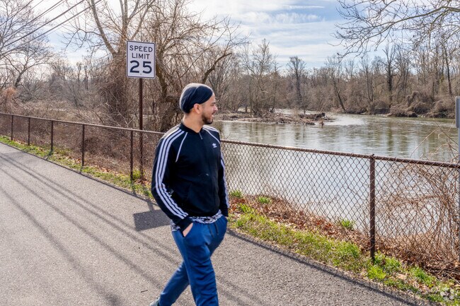 Locals in East End South take a walk along the Schuylkill River Trail in Pottstown.