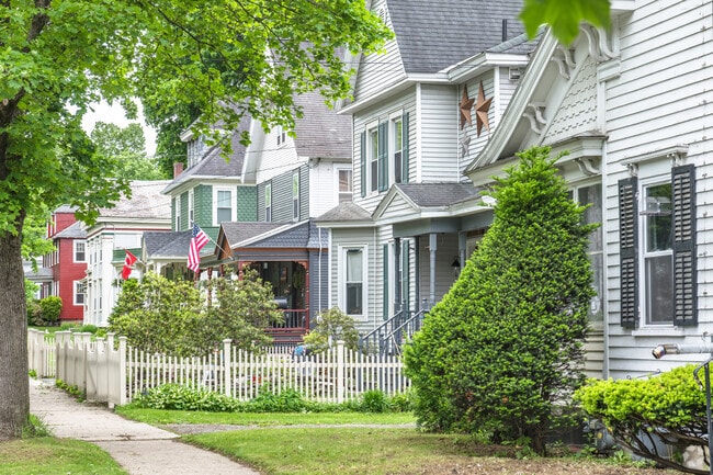 Many of the early 20th century homes in Adams are traditional styles in neatly ordered rows.
