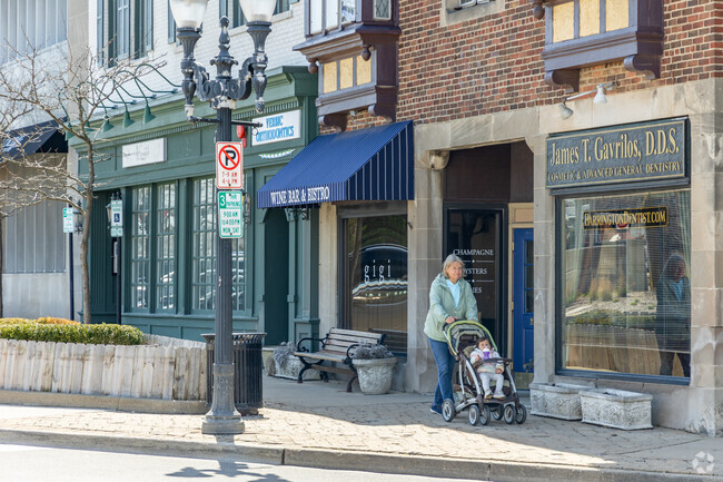 Downtown Barrington Hills offers a quaint shopping experience along the well-kept sidewalks.