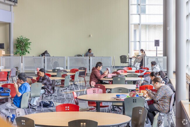At Highline College's Student Union Building near Riverfront, students can relax during lunch.