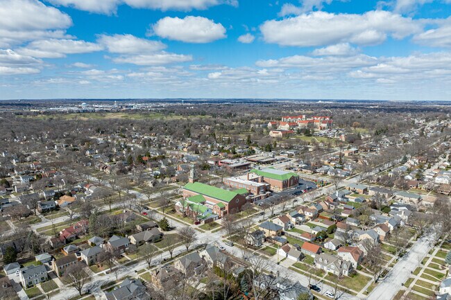 An aerial view of Christ King School in Wauwatosa.