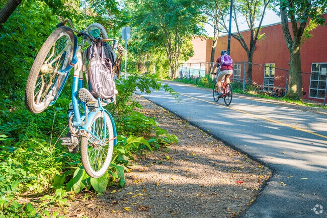 Residents can enjoy adventuring along the Somerville Community Path near Magoun Square.