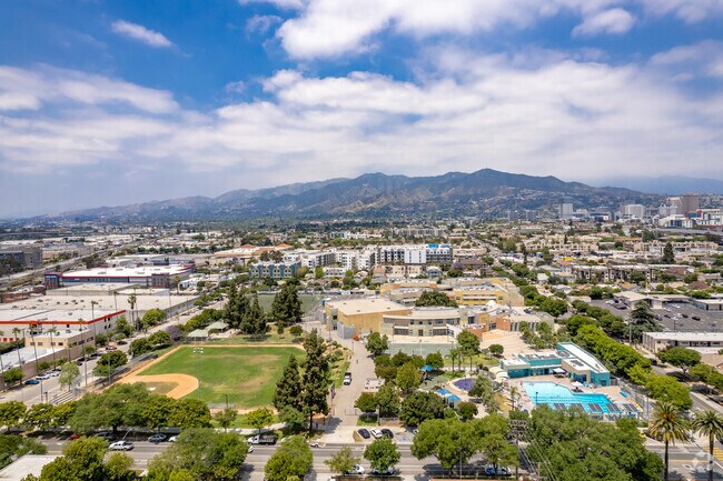 Aerial view of Pacific Park in Glendale.